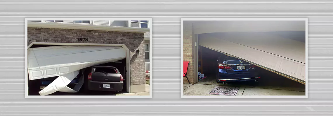 Repair Commercial Garage Door Got Hit By A Car in Vaughan, Ontario